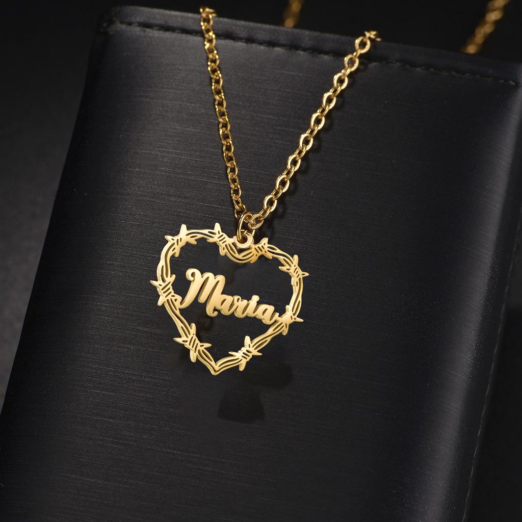 Atoztide Personalized Custom Name Necklaces for Women Unlimited Heart Pendant Stainless Steel Link Chain Christmas Jewelry Gift