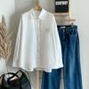 Shop   WomeN S CottoN100 CoLLar N Embroidered LooSe L S Shirt Ivory Dgb wbL 4762