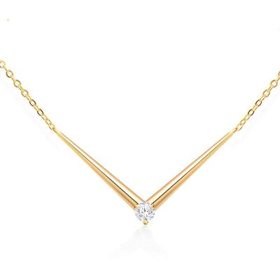 Single Diamond Pendant Necklace For Women and Girls with Extendable Chain