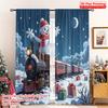 2pcs 2D Flat Printing Merry Christmas Popular Party Window Curtains Christmas Train Snowman Gifts Polyester Without Electricity