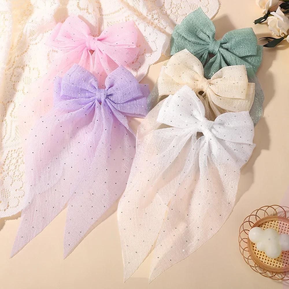 LOVEKIKI 1PCS Elegant Large Bow Ribbon Hair Clip Women Simple Polka Dot Hairgripes Ponytail Bow Hairpin Girls Hair Accessories