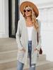 Autumn and Winter New Pit Stripes Long-sleeved Pockets Casual Solid Color Cardigan Jacket Long Cardigan Women Tops Kawaii Sweater