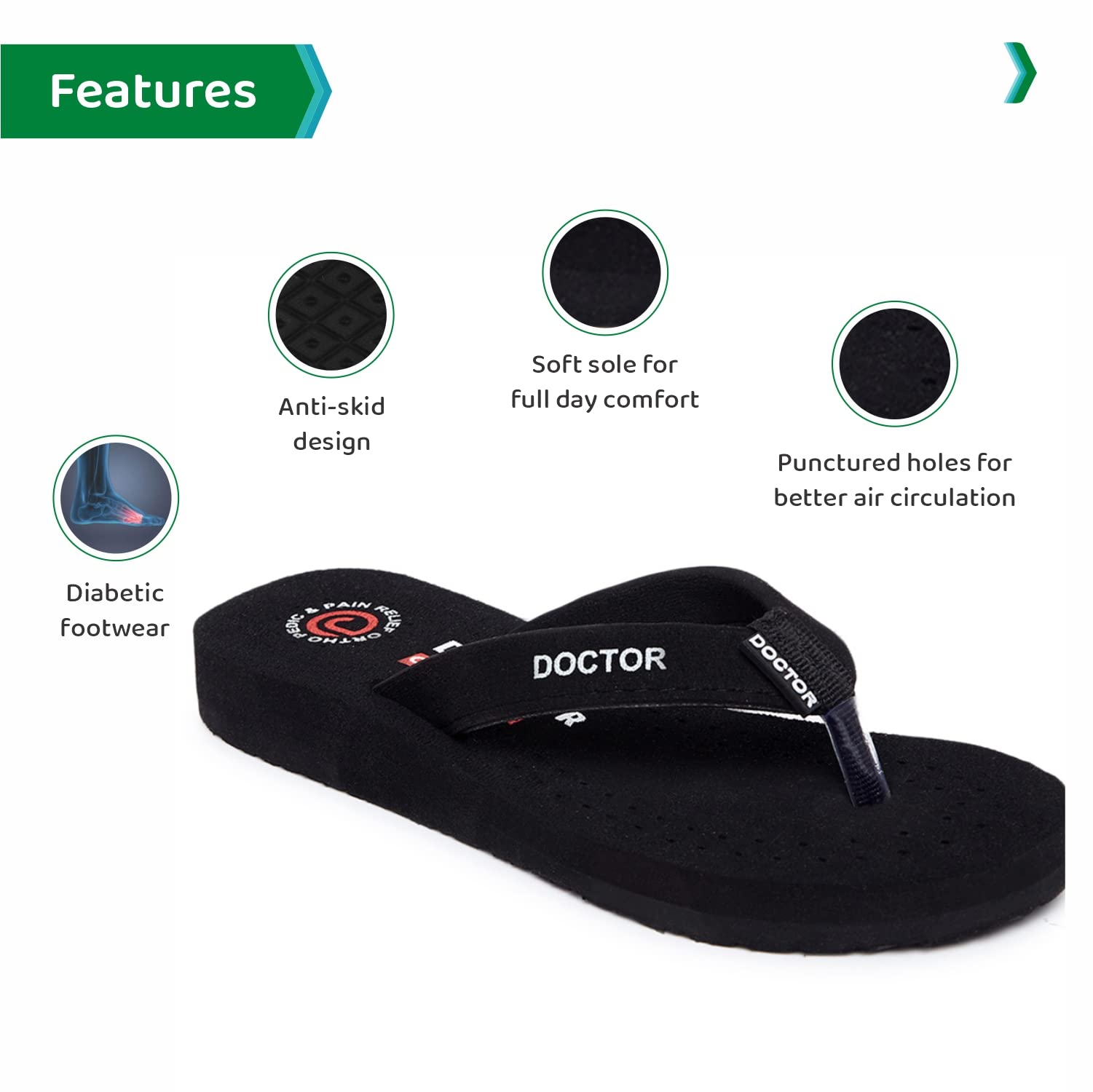 

Ortho Joy Black Mcr Doctor Orthopedic Women S Slippers 6 UK чёрный