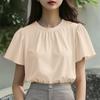 ZANZEA Women Summer O-neck Casual Short Sleeve Plain Blouse