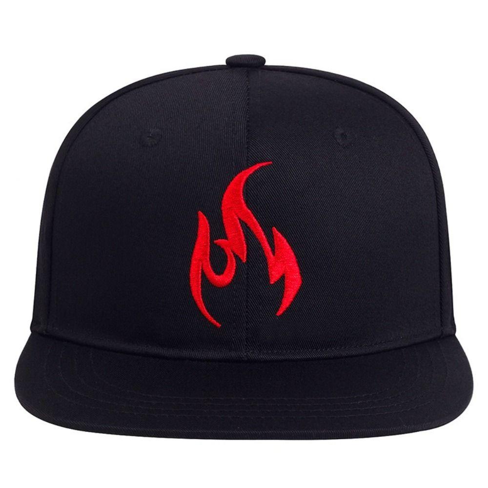 Flame Embroidery Baseball Caps Polyester Snapback Baseball Hat Unisex Punk Hat  Street Dance