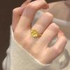 Gold Plated Floral Adjustable Ring Copper Gold Jewelry Accessories Peony Rhinestone Rings  Wedding