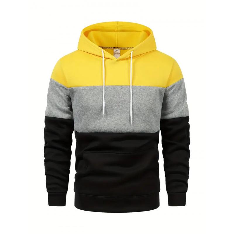 Men s European & American Style Color Block Long Sleeve Hoodie Medium