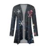 Women's Fashion Casual Christmas  Print Medium Length Cardigan Jacket Coat