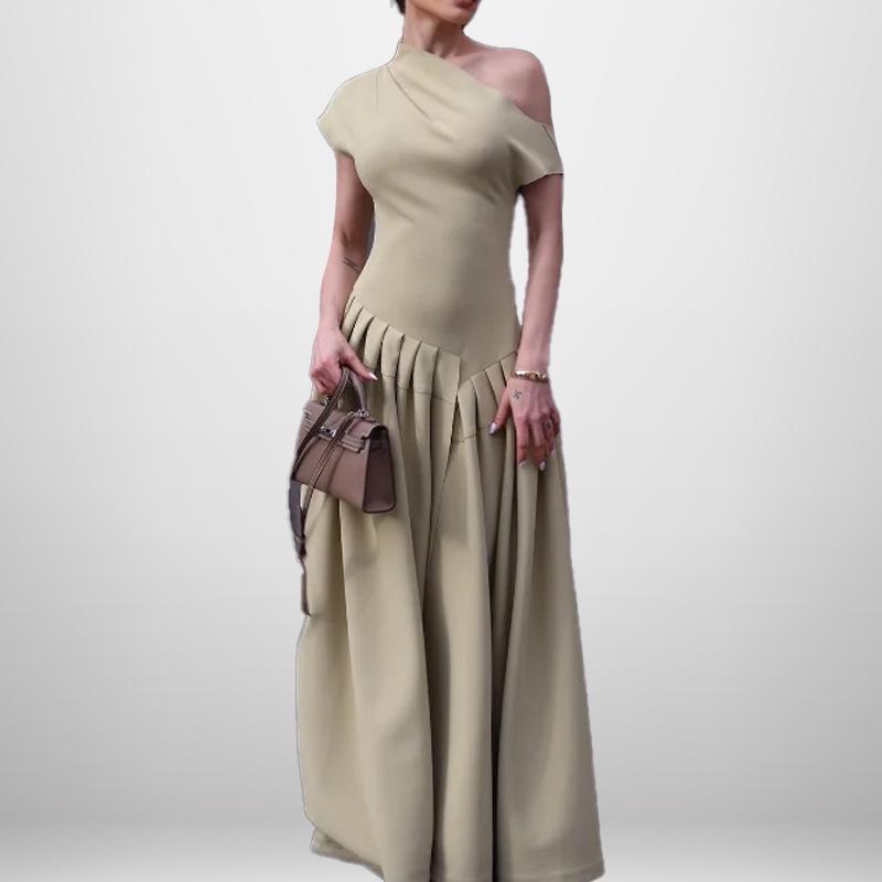 

2026 Spring Fashionable One-Shoulder Slimming Long Dress 3XL хакі
