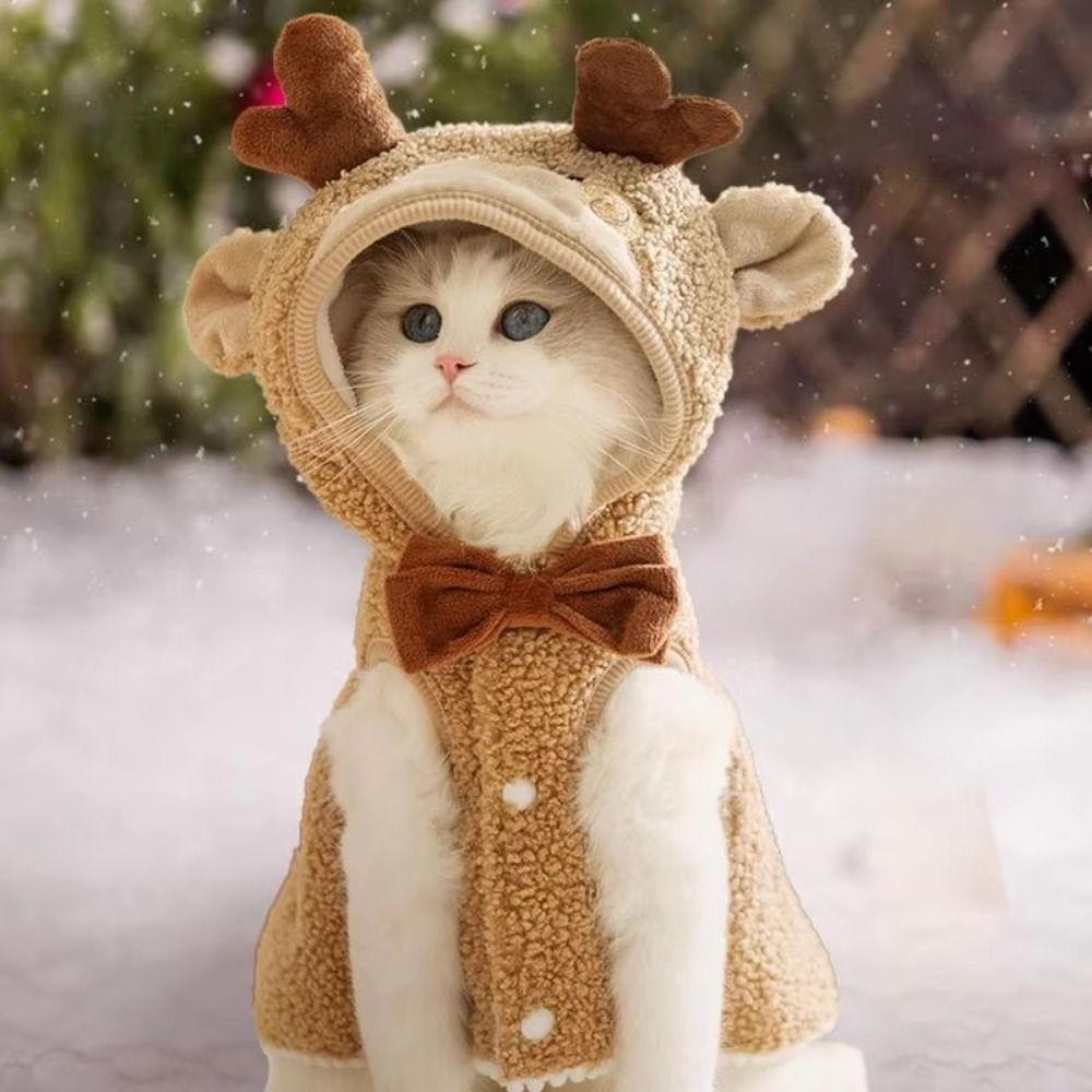 Stylish Creative Pet Cosplay Dress Soft Funny Pet Clothes Keep Warm Thickened Cat Warm Vest Kitten Dress Up Accessories