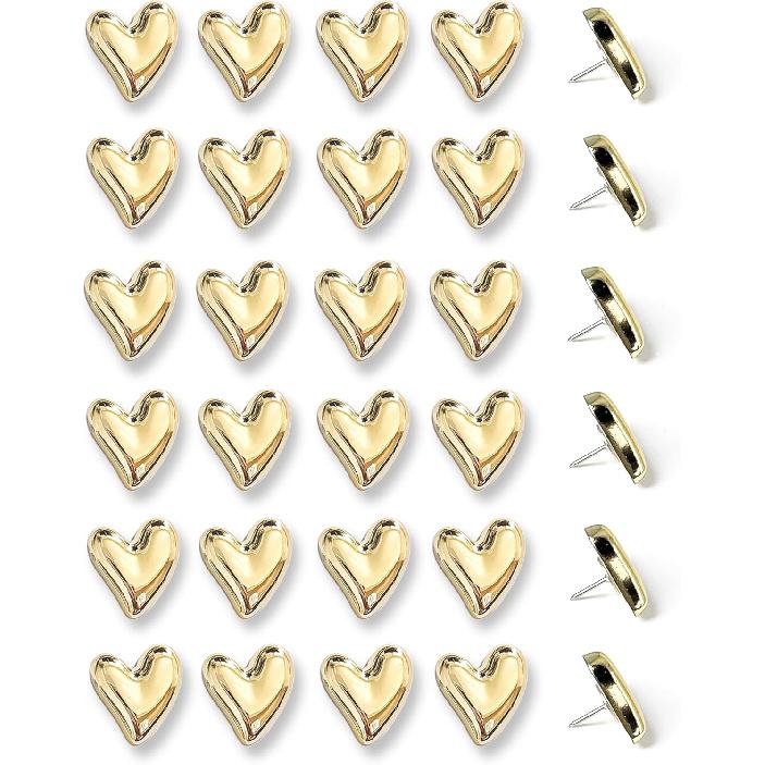 30 pcs - Heart Decorative P, Gold Cute P for Bulletin Board, Office or Home (30Pcs-Gold)