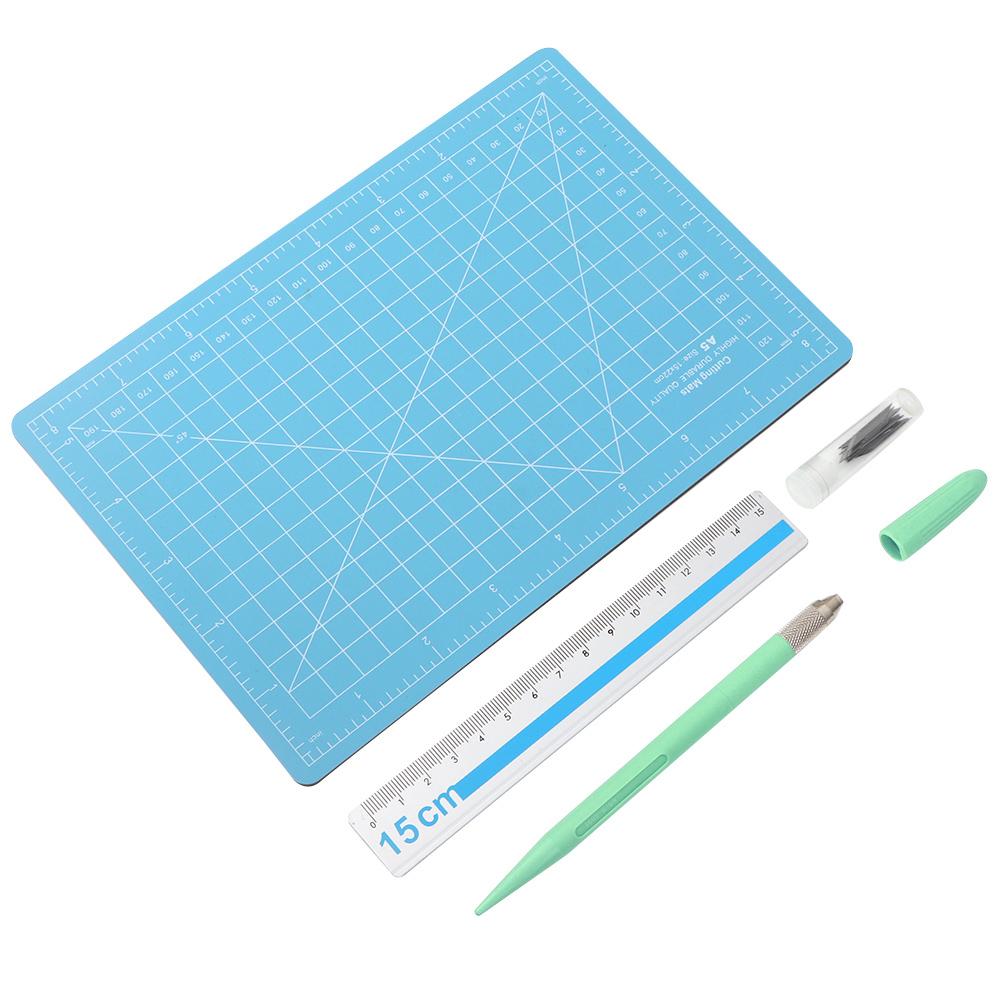 

Набор инструментов для резьбы своими руками, режущая подложка формата А5, нож-карандаш для резьбы по дереву и алюминиевая линейка (# 5)