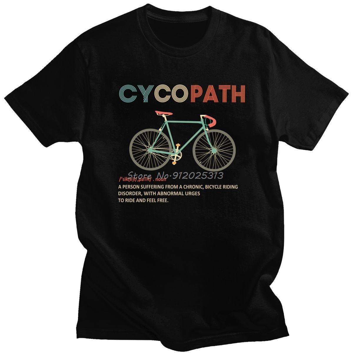 

Хлопковая винтажная футболка для мужчин Cycopath Funny Cycling For Cyclists And Bikers Футболка Streetwear MTB футболки Футболка с короткими рукавами из хлопка M чёрный