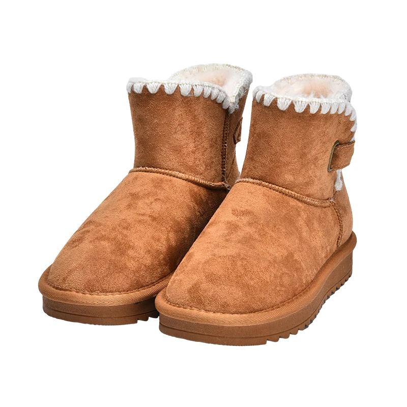 Femme Bottes de Neige Courtes d'Hiver en Peau de Mouton Femme Imperméables Bottines Naturelles Doublées Fourrure Cheville Chaud Augmenter Chaussures Plates Nouvelles Bottes