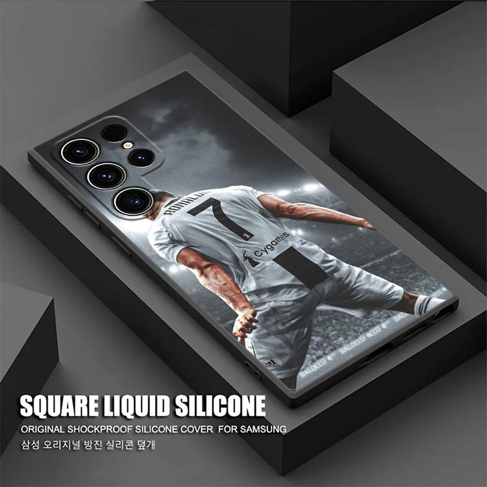 C-R-7 Dark Football S26Ultra Silicone Case For Samsung Galaxy S26 S25 S24 S23 S20 S21 FE S22 Ultra Plus 5G Case Soft Phone Cover