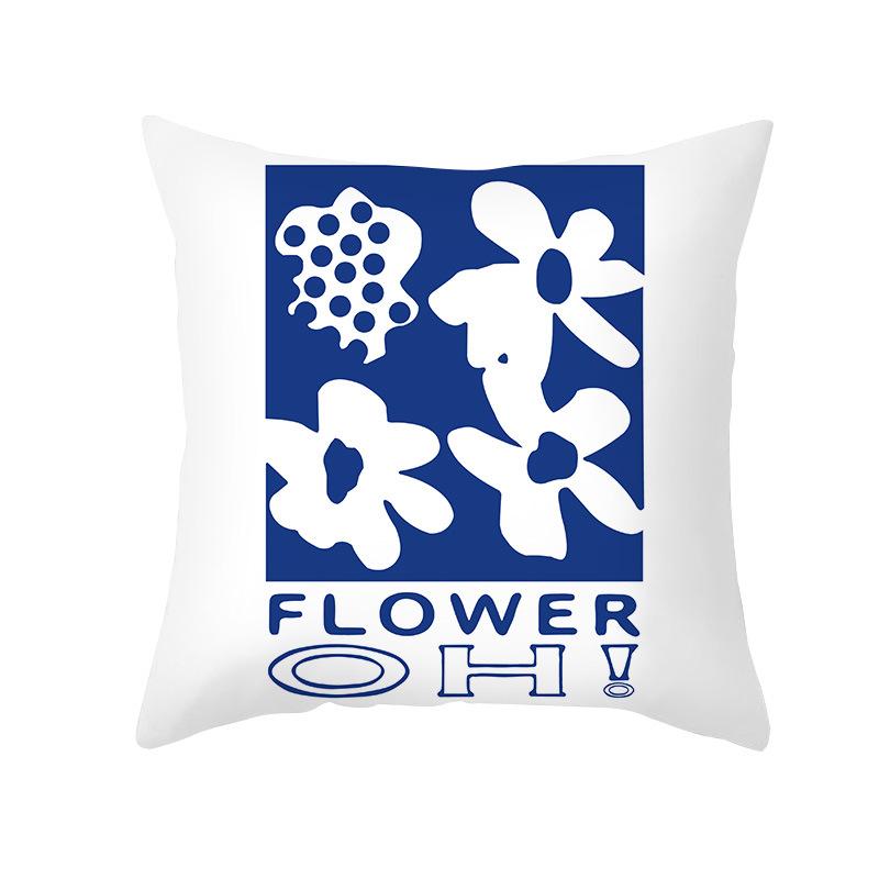 Nordic Simple Pillow Cover Ins Blue Abstract Super Soft Printed Pillow Retro Art Pillow Cover Sofa Cushion
