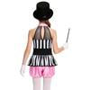 Girls Metallic Jumpsuit Sleeveless Patchwork Ringmaster Dress Up Set 4 Pieces Hat Wand Gloves