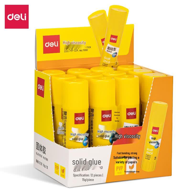 Deli 15g High Viscosity PVP Glue Sticks, Formaldehyde-Free, 12-Pack