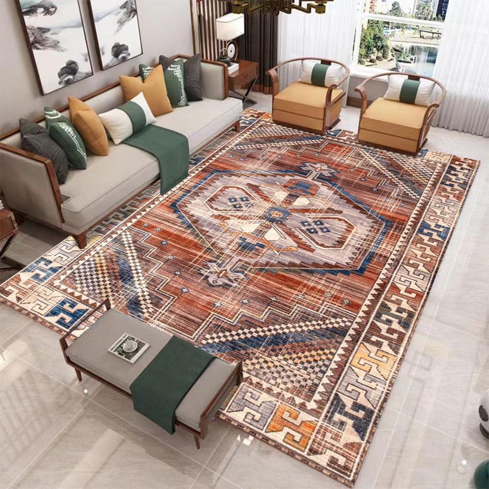 Bohemian Teppich, Teppich für Wohnzimmer Schlafzimmer Sofadekoration, Kinderspiel Rutschfeste Bodenmatte Schlafzimmer Dekor Maschinenwaschbar
