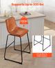 Bar Stool Set of 4, 65cm Counter Height Stools, Modern PU Leather Counter Barstool with Backrest, Metal Legs, Easy Assembly Armless Bar Chair, Island