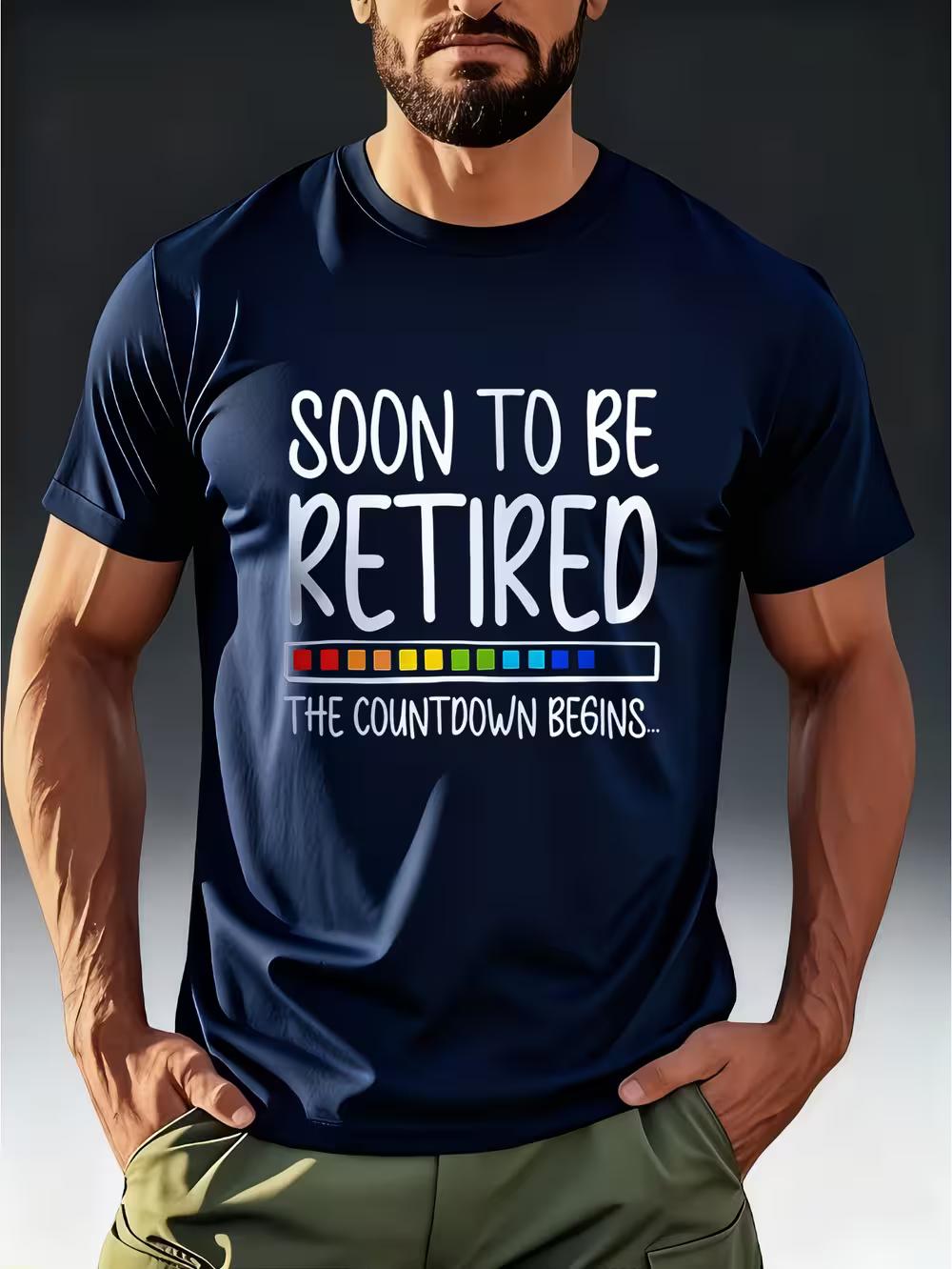 Men S Stylish T-Shirt with a Print of  Retirement Countdown Begins  Progress Bar S