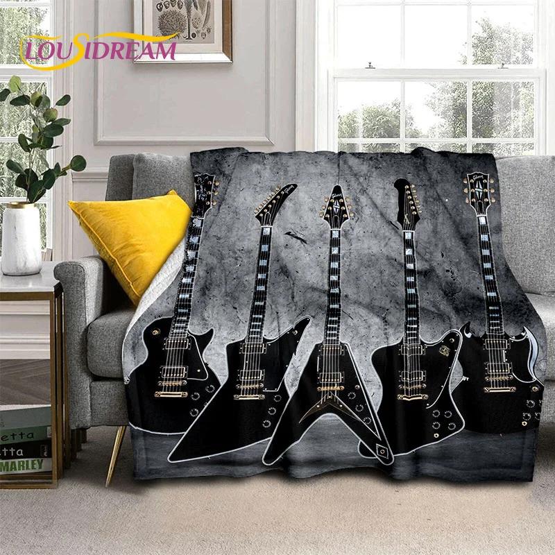 Cobertor de Guitarra Elétrica Baixo Guitarra Clássica, Manta para Casa Quarto Cama Sofá Piquenique Escritório Caminhadas Lazer Cobertura para Sesta Infantil