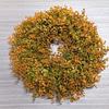Artificial Fall Wreath for Front Door Autumn Orange Leaf Wreath Farmhouses Indoor Outdoor Window Wall Door Home Decors