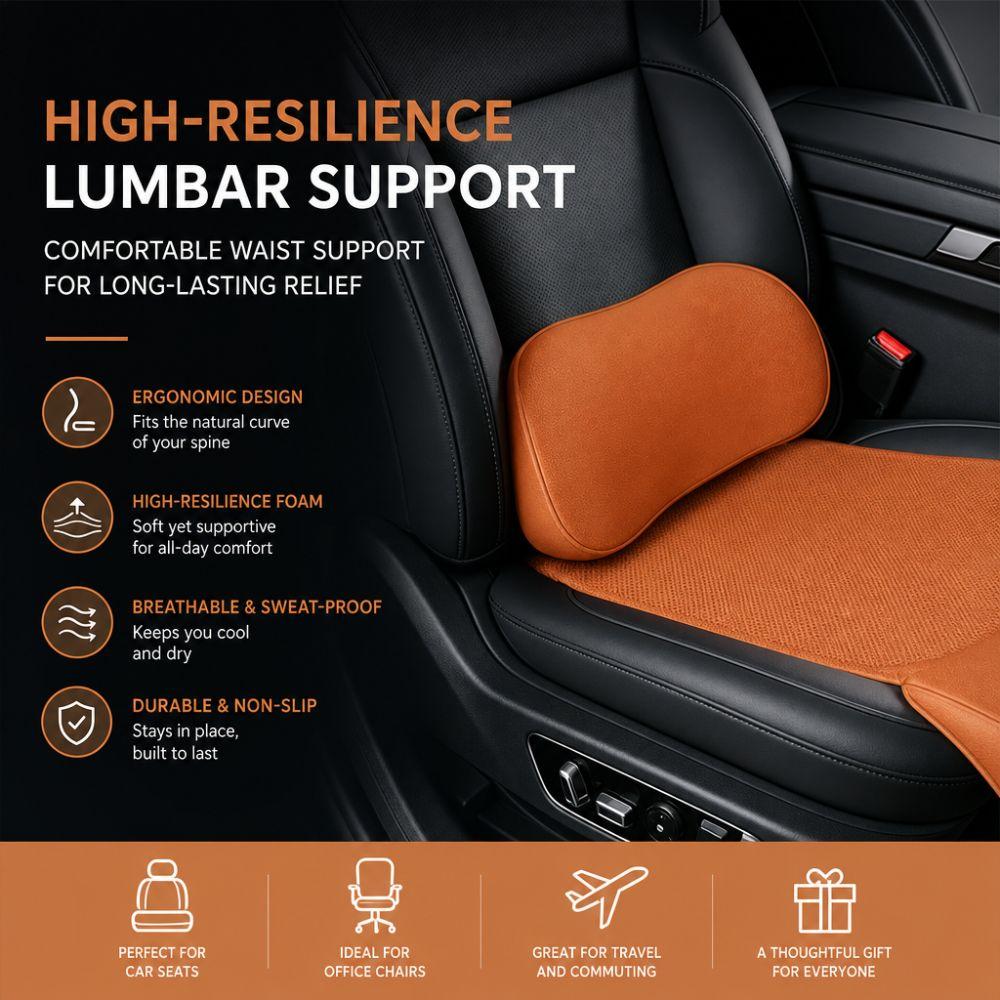 Memory Foam Integrated Lumbar Leg Support Mat Leather Extended Seat Cushion Vehicle Universal