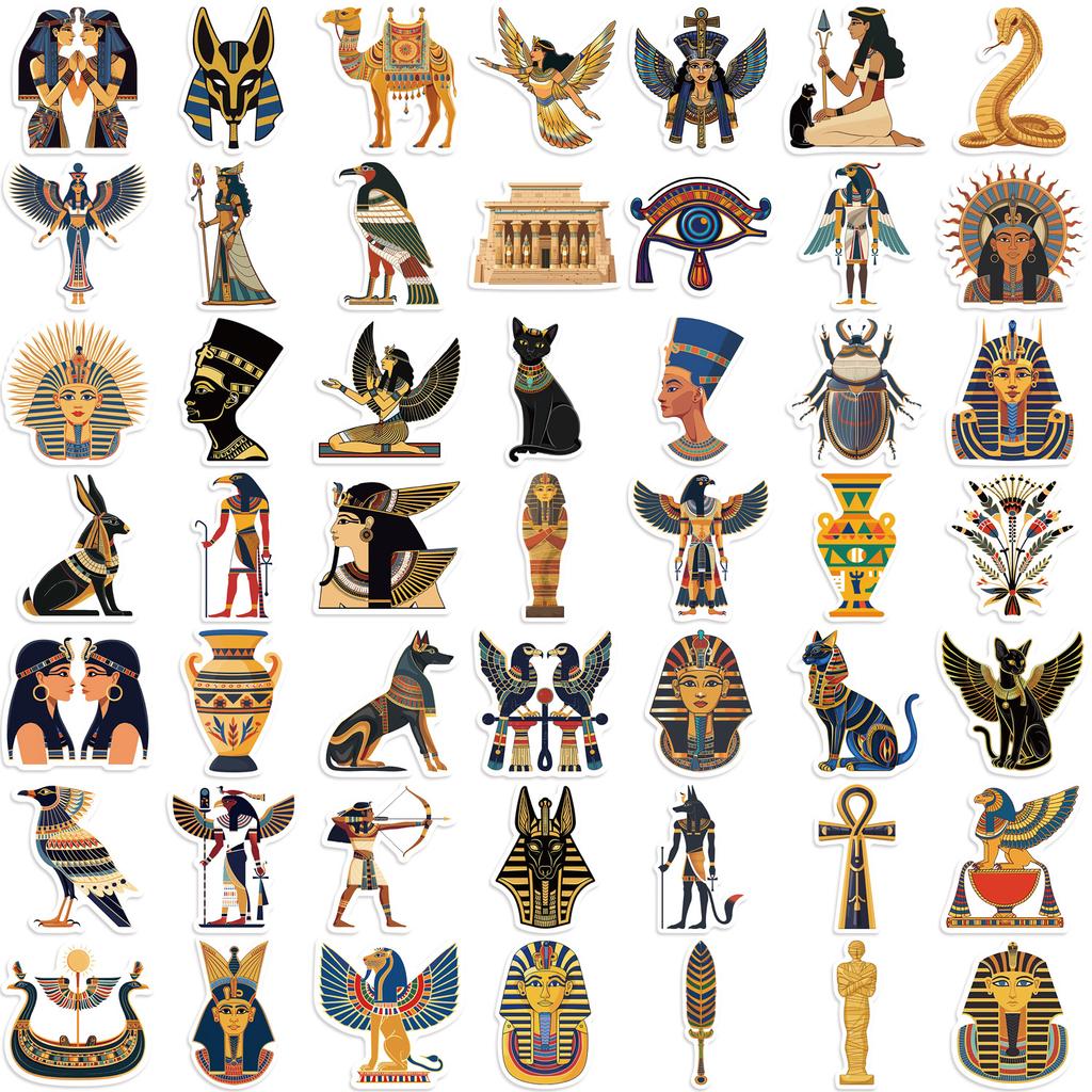 50 Cartoon Ancient Egyptian Graffiti Stickers Decorative Guitar Notebook Suitcase DIY Waterproof
