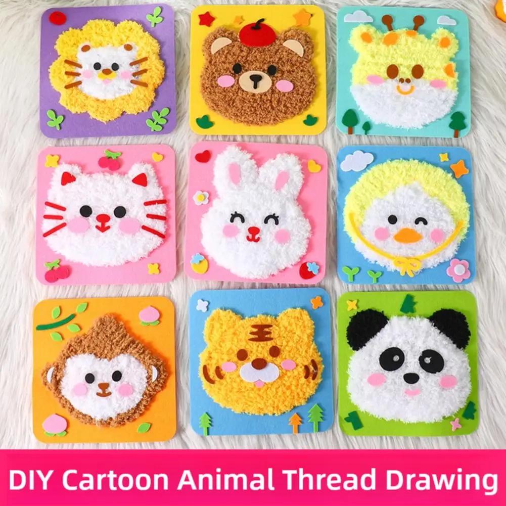 Handmade Wool Embroidery Kit Children's Handmade Plush Sewing Board DIY Sewing Plush Animals Educational Craft Kit