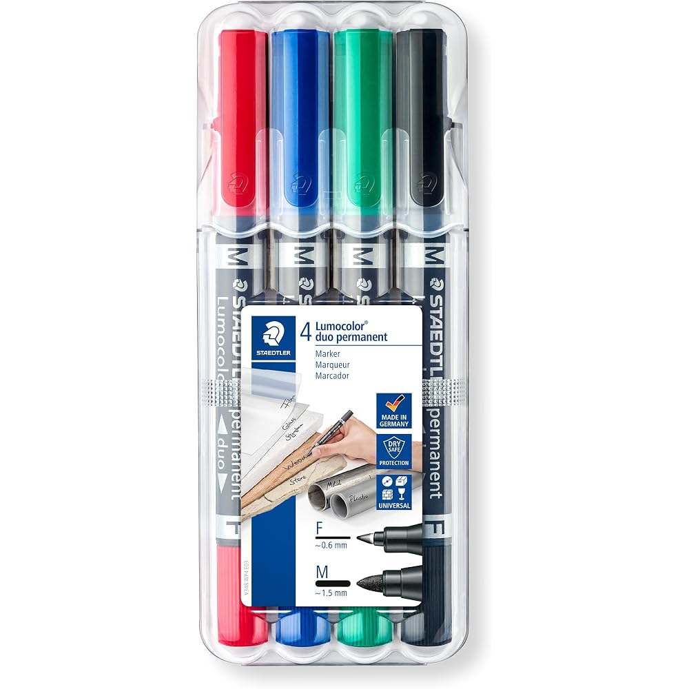STAEDTLER (STAEDTLER) Oil-based Pen Lumo Color Duo Twin Type 0.6mm 1.5mm 4 Color Set 348 WP4