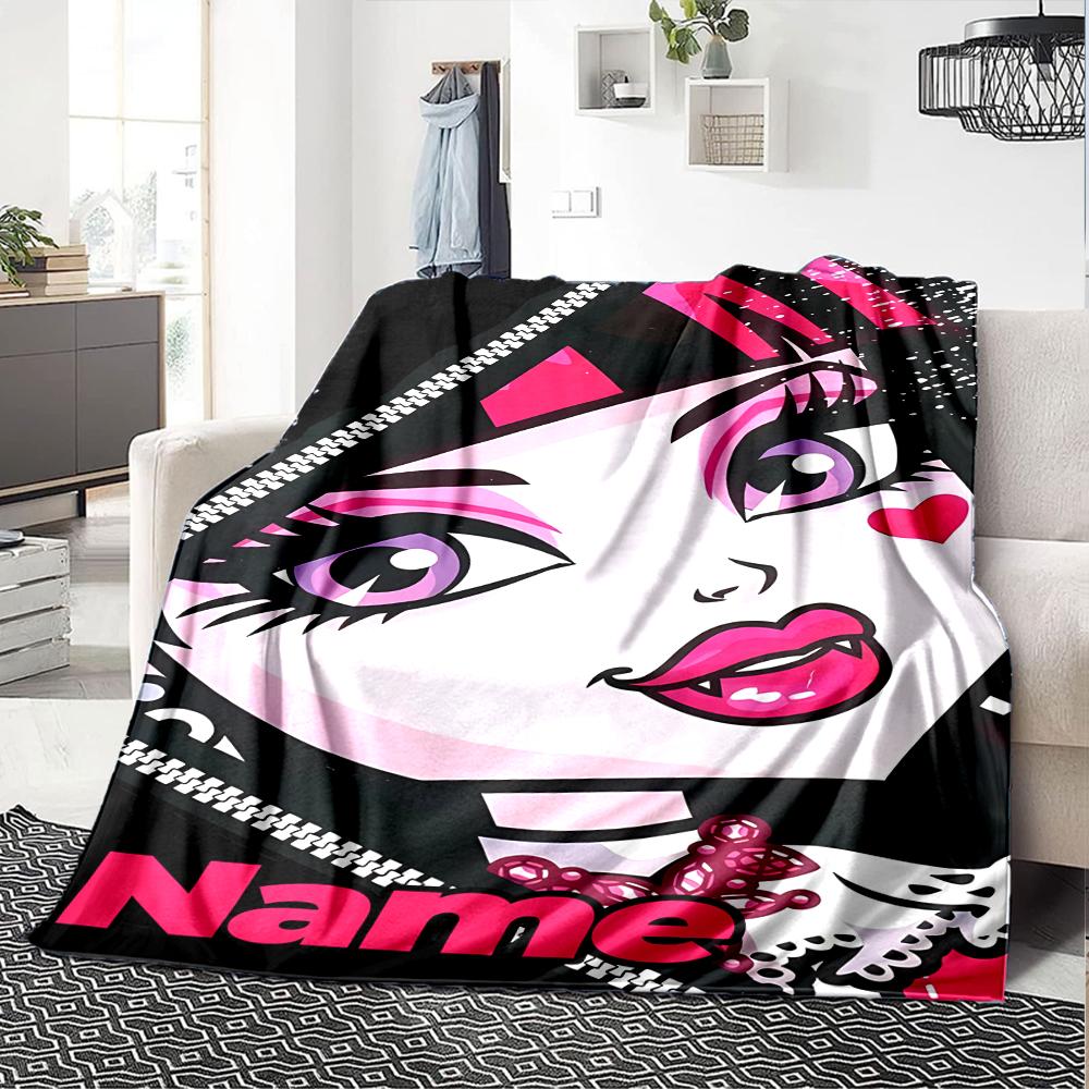 Customiz Name Personality Monster High Blanket Soft &Warm Sofa Office Bed Travel Lunch Break Blanket, Gift Suitable All Seasons