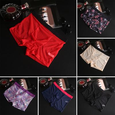 Herren Boxershorts Mid-Rise Bequeme Passform Hohe Elastizität Shorts Slips Spitze Mesh Garn Nahtlose Unterwäsche