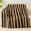 FY FIBER HOUSE Striped Flannel Throw Blanket - Soft Cozy Striped Blanket for Couch, Sofa, or Bed - 50"x60", Black Brown, All Season Use