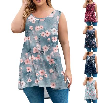 Damenmode Übergröße Rundhals Ärmellos Lässig Print Lockerer Pullover