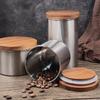 Tragbare Edelstahl-Kaffeekannen mit Holzdeckel Vielseitiger Lebensmittelaufbewahrungsbehälter Runde Kaffeebohnen-Aufbewahrungsbox Kekse