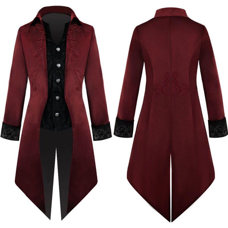 Amazon s New European and American Halloween Medieval Retro Clothing Mid-Length Steampunk Coat Is in Stock New Court Tuxedo S