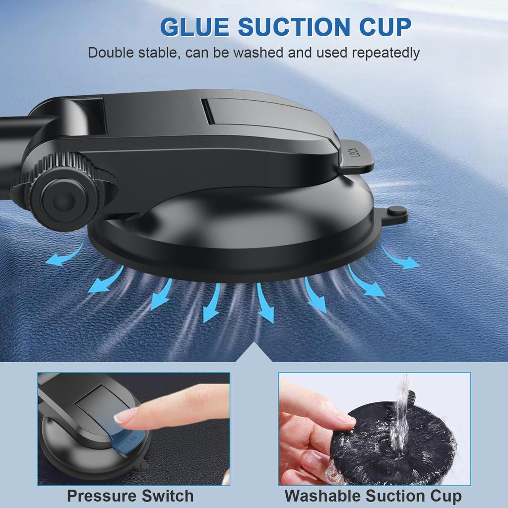 ML201 Gooseneck Car Phone Holder Suction Cup Windshield Phone Mount with Flexibile Long Arm