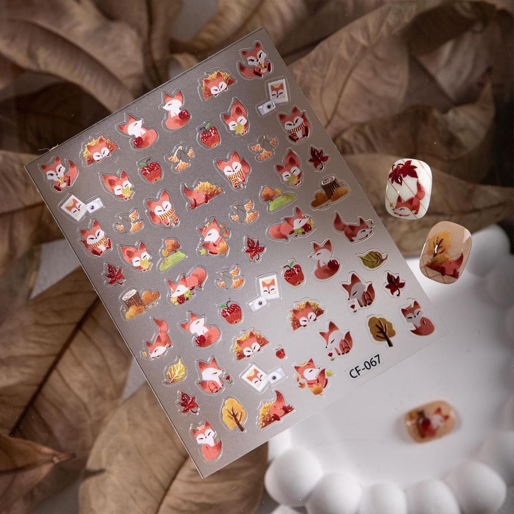Cyansea Autumn Fox & Maple Leaf Nail and Phone Case Stickers