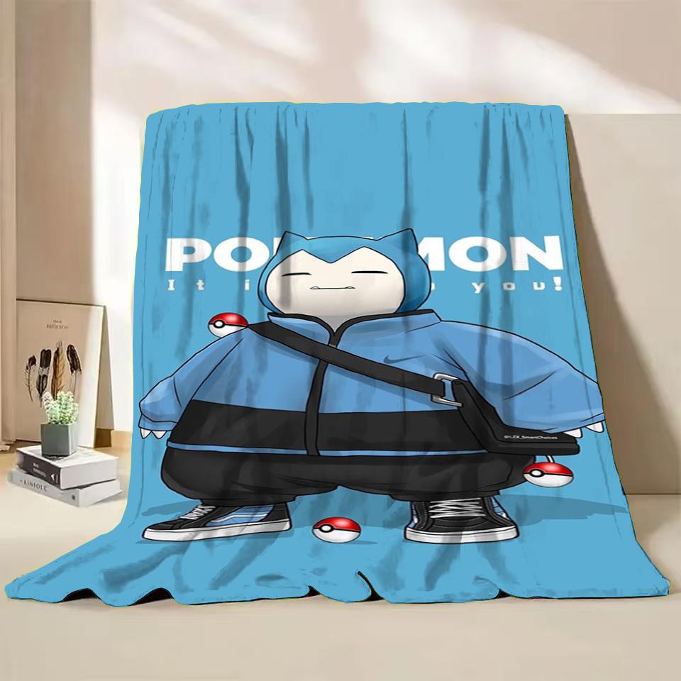 Pokemon Snorlax Flanelová Nadýchaná Fleece Deka pro Domov Ložnici Postel Pohovku Kancelář Dětská Přikrývka Dospělá Měkká Deka Dětský Roztomilý Dárek