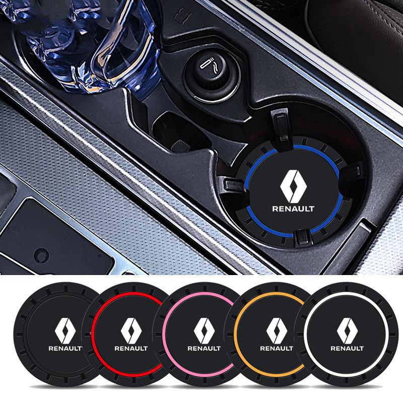 2PC PVC Silicone Car Coaster Water Cup Slot Mat Anti-slip Pad For Renault RS Clio Megane 2 3 4 Captur Trafic Scenic 2 Twingo Zoe R999
