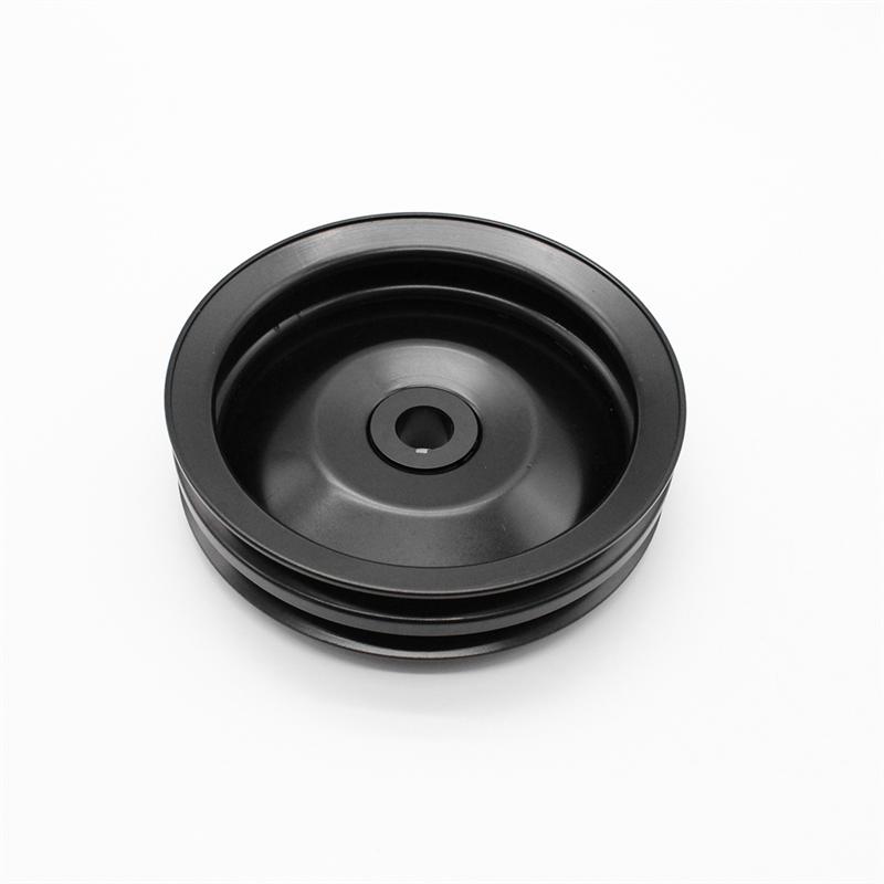 Black Double Groove Power Steering Pump Pulley Key Way Parts For GM SBC BBC Chevy 350 454