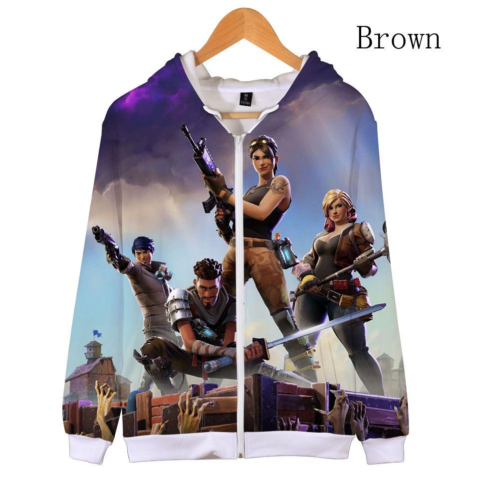 Fortnite Hoodie 3d Print Zipper Sweatshirts Battle Royal Cosplay Costume