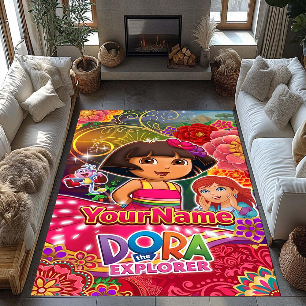 Dora Explorer Customizable Name Area Rug Design for Playrooms Balcony Bedrooms Hallway Antislip Carpet Office home decor Best for Christmas