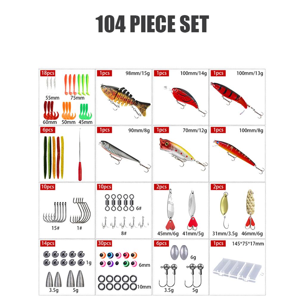 Advent Calendar Fishing Christmas Countdown, Fishing Tackle Advent Calendar For Fish Adult Men Teen Boys 24-Day Countdown 104pcs