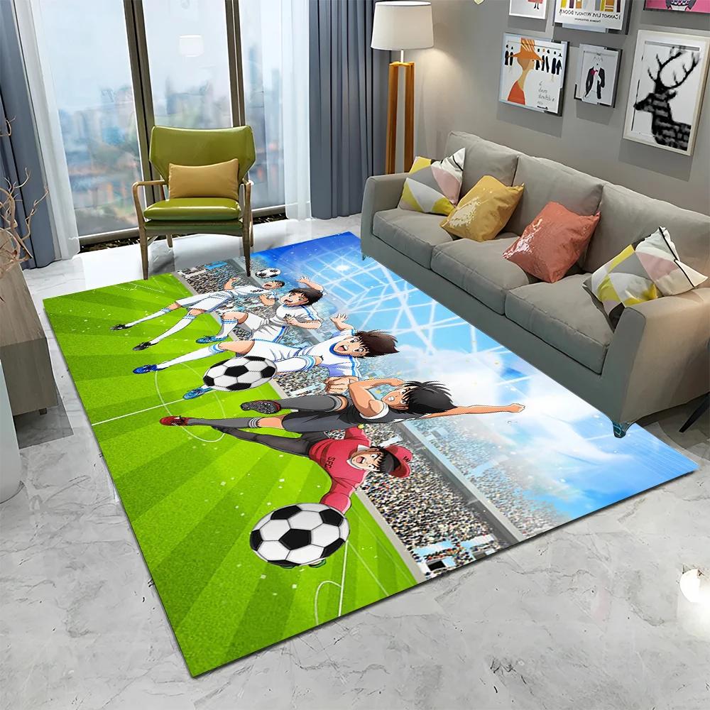 Anime Captain Tsubasa Fußball Cartoon Teppich für Zuhause Wohnzimmer Schlafzimmer Sofa Fußmatte Dekor, Kinder Teppich Rutschfeste Bodenmatte