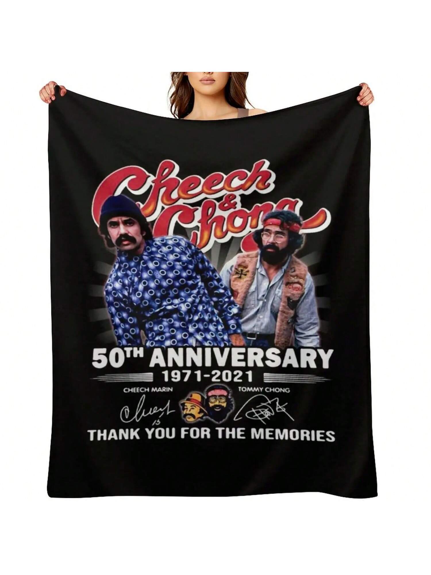 

Плед Cheech & Chong 50-летний юбилей 1971-2021 Роскошные утолщенные пледы для декора 75X95CM серый