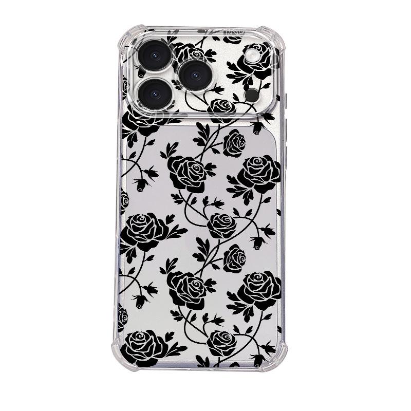 Amazon Hot-selling Sketch Rose for iPhone14plus Transparent Soft Case Apple 17 Anti-drop TPU Case