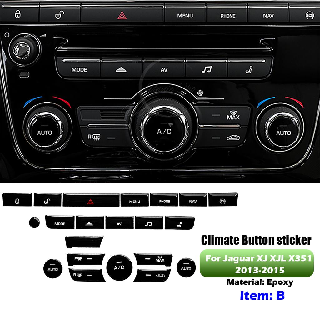 Black Epoxy Button Sticker for Jaguar XF X250 XK XKR XJ XJL Car Interior Refinishing Trim Cover for Dashboard Center Console
