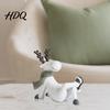 Christmas Shelf Decor Nordic Minimalist Resin Reindeer Figurine with Knitted Scarf Cute Healing Deer Statue Matte White Elegant Elk Statues
